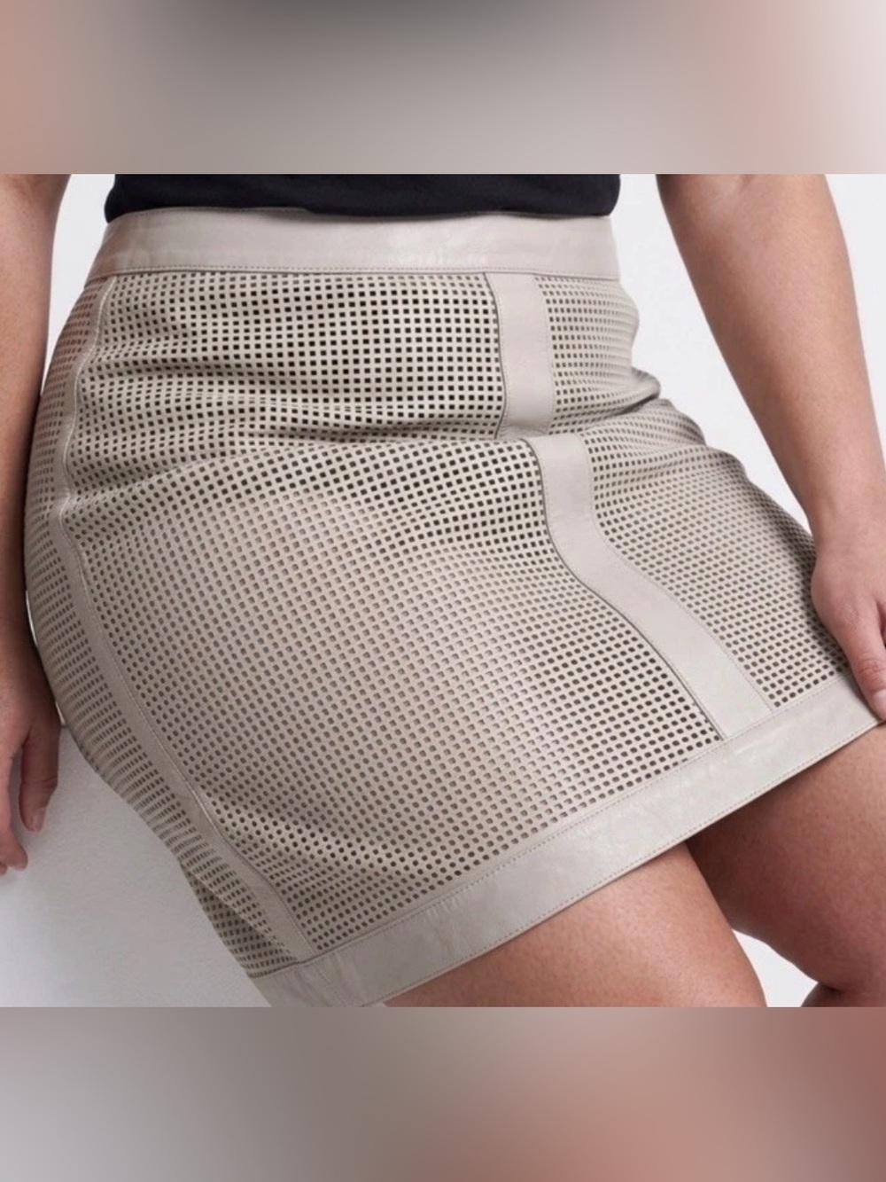 Bod & Christensen Leather Mini Skirt Boho Hippie Didi Beige festival